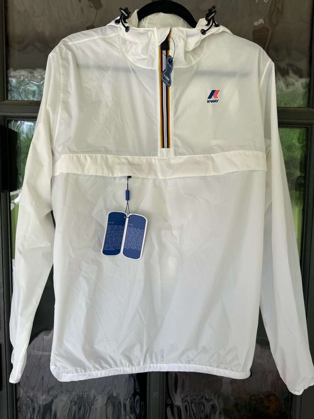 K-WAY Sant Ambroeus Hooded Windbreaker Jacket White Large NWT
